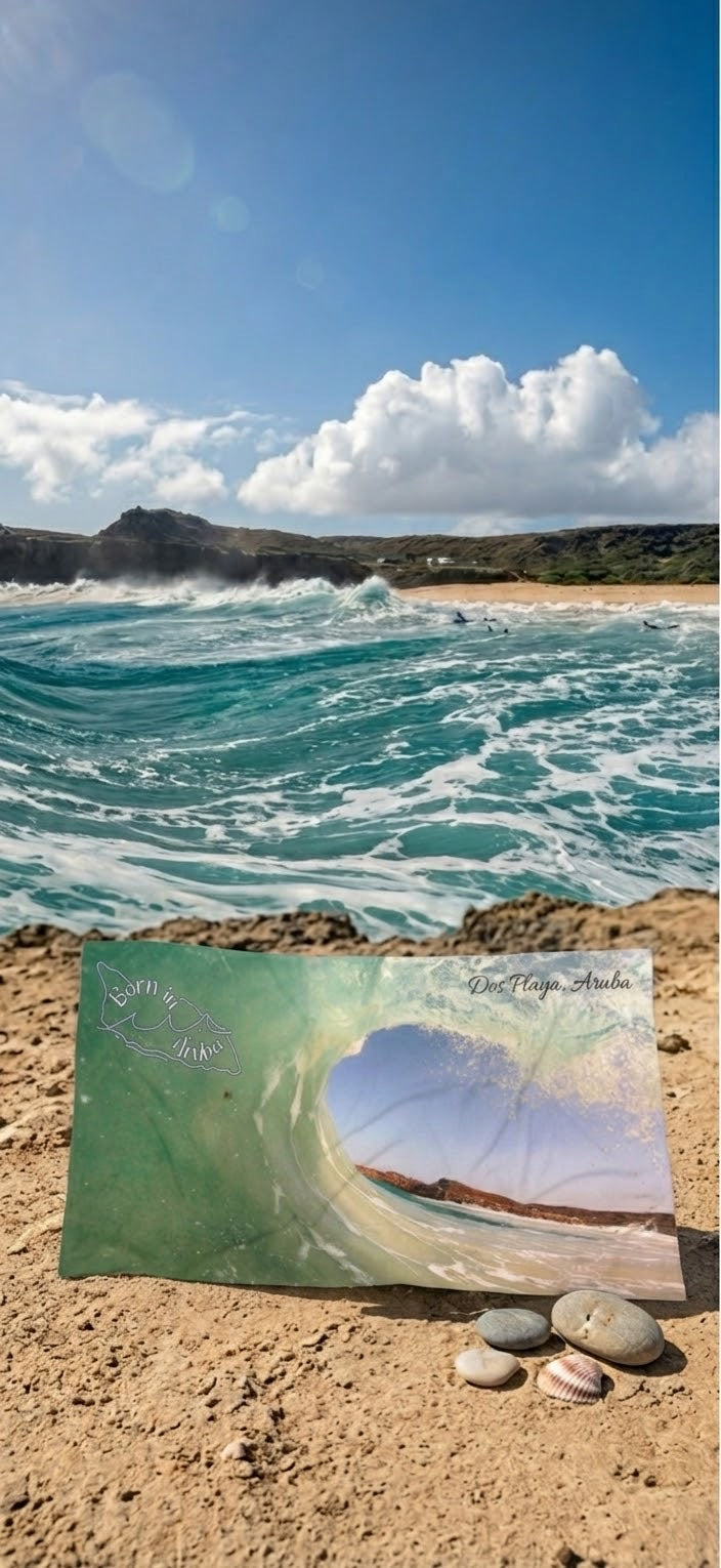 Born in Aruba ~ Dos playa wave towel • Original island photography