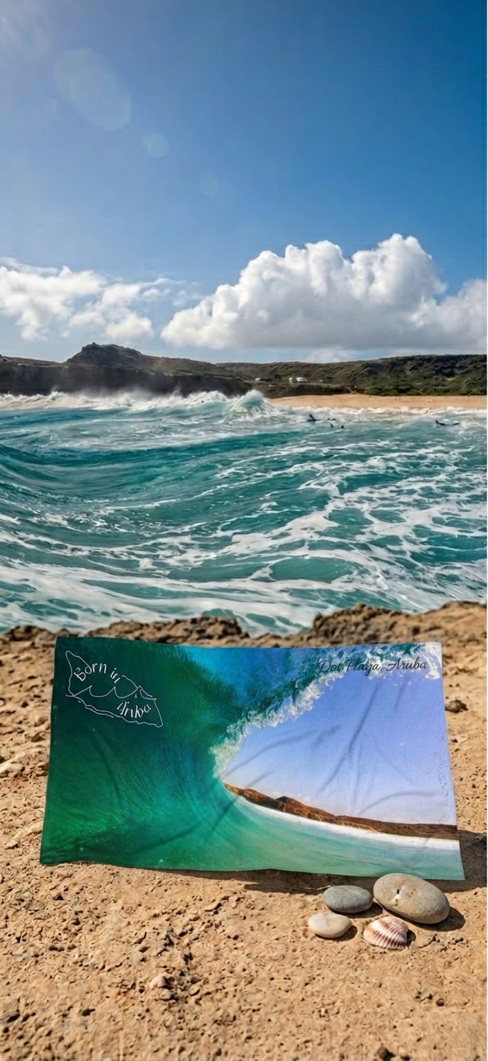 Born in Aruba ~ Dos playa wave towel • Original island photography